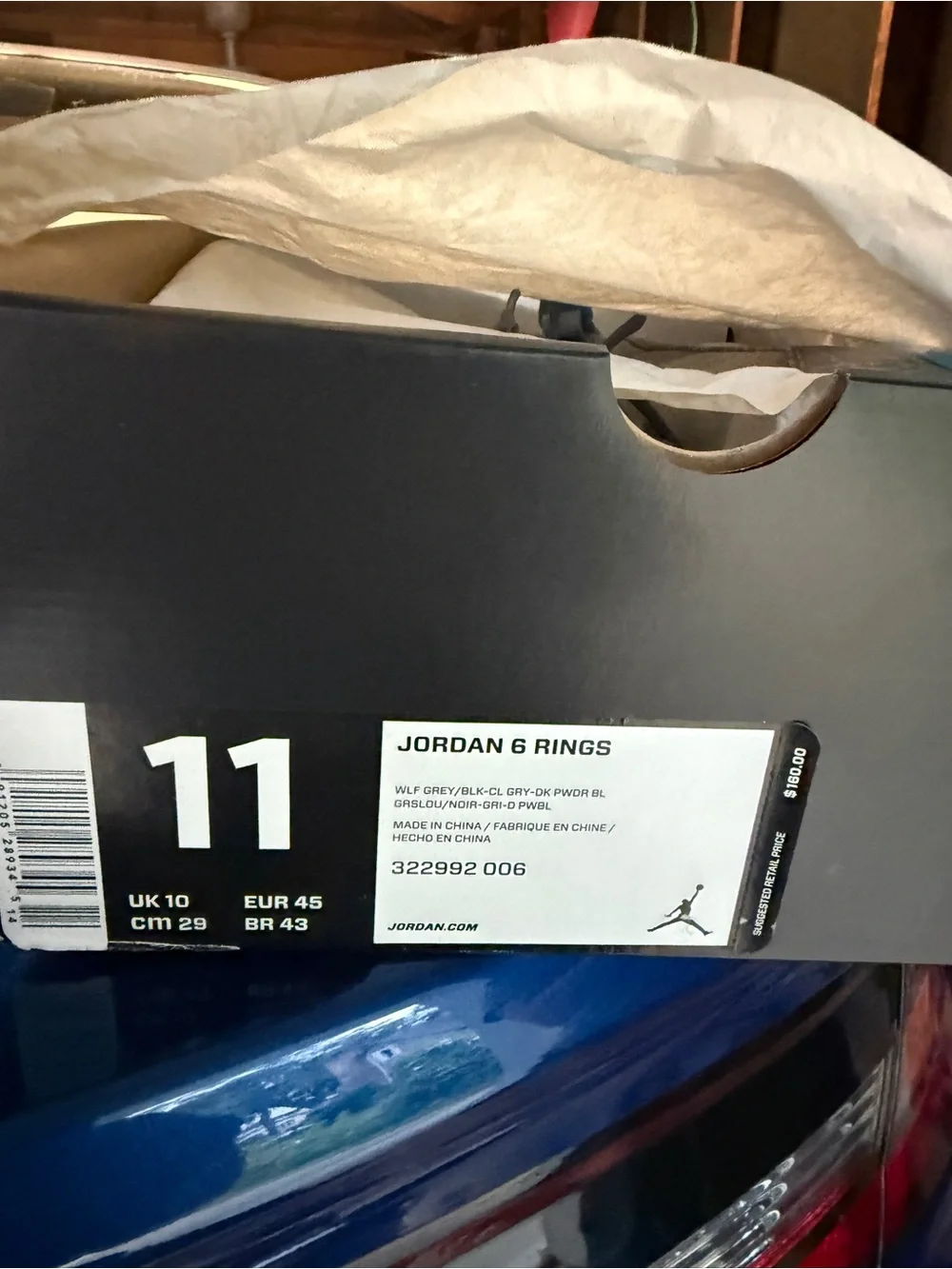 Jordan 6 Rings Box — Wolf Grey and Black